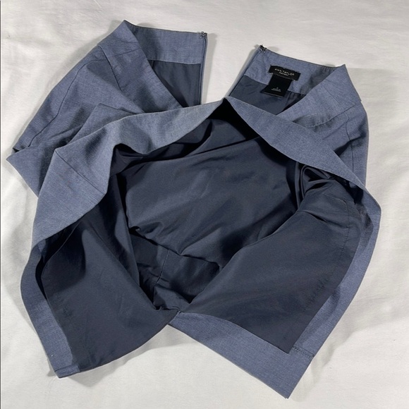 Ann Taylor womens light blue grey knee length rear zip pencil skirt - size 0 - Picture 7 of 10